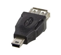 Deltaco USB-72 kabeļu spraudņu pāreja USB A USB Mini-B Melns