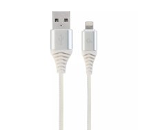 Gembird CC-USB2B-AMLM-1M-BW2 lightning kabelis Sudrabs, Balts