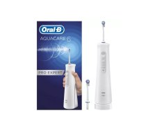 Bezvadu mutes irrigators BRAUN Oral-B Aquacare 6 — balts, darbināms ar bateriju, 2 uzgaļi, pogu vadība