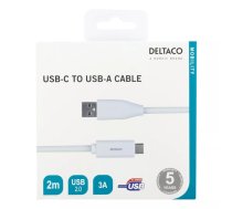 Deltaco USBC-1011M USB kabelis USB 2.0 2 m USB A Balts