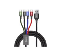 Datu kabelis Baseus CA1T4-B01, USB-A uz Lightning/micro-USB/USB-C, 1,2 m, alumīnija korpuss, melns
