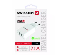Swissten Travel Smart 2x USB 2.1A biała Universāls Balts Iekštelpas