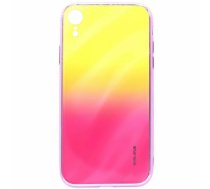Rūdīta stikla telefona vāciņš Evelatus priekš iPhone XR — ūdens viļņu gradienta dzelteni‑rozā
