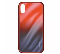 Tempered Glass telefona vāciņš Evelatus priekš Xiaomi Redmi Note 8 — ūdens viļņu gradienta sarkani‑melns