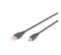 Digitus AK-300108-018-S USB kabelis USB 2.0 1,8 m USB A Mini-USB B Melns