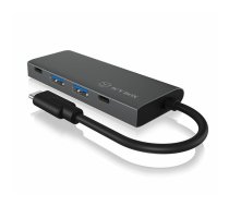 RaidSonic IB-HUB1428-C31 interfeisa centrmezgls USB 3.2 Gen 2 (3.1 Gen 2) Type-C 10000 Mbit/s Antracīts, Melns