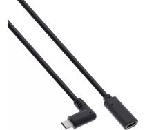InLine USB 3.2 Gen.1x2 kabelis USB-C male angled female melns 1m