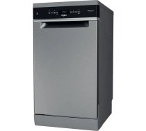 Daļēji iebūvējamā trauku mazgājamā mašīna WHIRLPOOL WSBO 3O34 PF X, šaurā 45 cm, 10 komplekti, 44 dB, 9 L/mazg.
