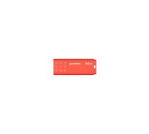 USB zibatmiņa GOODRAM UME3 64GB USB Type-A 3.2 Gen 1, oranža, lasīšana 60 MB/s, rakstīšana 20 MB/s