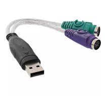 InLine 33386 PS/2 kabelis 2x 6-p Mini-DIN USB A Caurspīdīgs