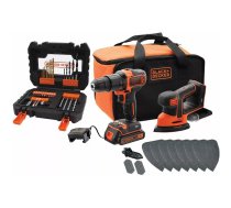 BLACK DECKER + 18V kombinētais komplekts BCK23S1SA41: akumulatora āmurs + akumulatora pele (melns / oranžs, litija jonu akumulators 1,5 Ah, 41 gab. piederumu komplekts.)