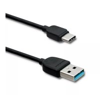 Qoltec 50391 USB kabelis 1,2 m USB 2.0 USB A USB C Melns