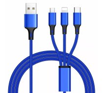 PremiumCord 3 in 1 USB kabelis, 3 konektori USB tip C + micro USB + Lightning pro Apple, 1,2 m