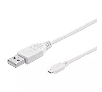 PremiumCord Kabelis micro USB 2.0, A-B, 0,5 m, balts