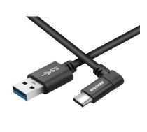 AVACOM USB datu un uzlādes kabelis no USB uz USB Type-C, 100 cm, 90° savienotājs, melns