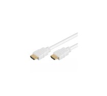 PremiumCord HDMI High Speed + Ethernet kabelis, balts, ar zeltītiem savienotājiem, 10 m
