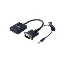 Akasa AK-CBHD23-20BK video kabeļu aksesuārs HDMI Type A (Standard) VGA (D-Sub) + 3,5mm + USB Type-A Melns