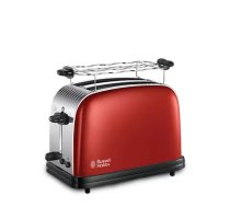 Tosteris Russell Hobbs 23330-56 2 šķēles, nerūsējošais tērauds ar sarkaniem un melniem elementiem, pogu un rotācijas vadība