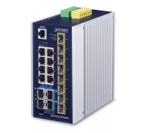 PLANET IP30 Industrial L3 8-Port Vadīts Gigabit Ethernet (10/100/1000) Zils, Balts