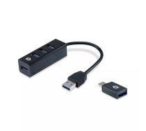 Conceptronic HUBBIES04B interfeisa centrmezgls USB 3.2 Gen 1 (3.1 Gen 1) Type-A 5000 Mbit/s Melns