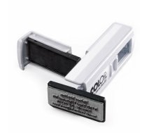 Kabatas zīmogs COLOP Pocket Stamp Plus 20NEW — kompakts pašiespiedekļš, balts korpuss, zils tintes spilventiņš