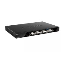 D-Link DGS-1520-28MP tīkla pārslēgs Vadīts L3 Gigabit Ethernet (10/100/1000) Power over Ethernet (PoE) 1U Melns