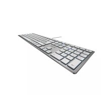 Klavietes CHERRY KC 6000 Slim Universāla USB AZERTY Beļģu Sudraba Baltā