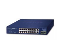 PLANET 16-Port 10/100/1000T 802.3at Nepārvaldīts Gigabit Ethernet (10/100/1000) Power over Ethernet (PoE) Zils