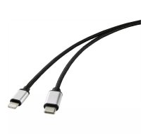 Mobilā telefona kabelis Renkforce RF-4353448 Melns 2 m USB C Lightning