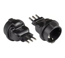 Alcasa PA-6502S elektriskās kontaktdakšas adapters L tips (IT) Tips F Melns