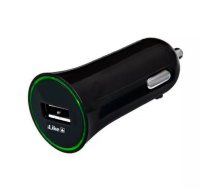 Auto lādētājs iLike ICC01 Black — 2.4A USB ātrā uzlāde, viens USB ports