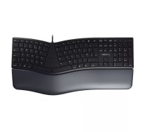 Vadu ergonomiskā pilna izmēra tastatūra Cherry KC 4500 ERGO melna USB QWERTY UK 109 taustiņi izliekta ar atbalstu plaukstai 1.8 m kabelis