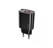 Usams US-CC121 tīkla adapteris-lādētājs 20W ar 2 portiem quick charging USB-C (Type-C) PD3.0 un quick charge USB priekš iPhone 11 / iPhone 12 Melns