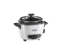 Russell Hobbs mazā rīsu plīts, 3 porcijas rīsu (0,4 l), 600 grami vienlaikus, automātiska sasilšanas funkcija, nerūsējošais tērauds/balts, nepiedegošs pārklājums, tvaika izplūde, 200 vati