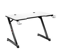 Spēļu galds Huzaro Hero 2.5 — taisnstūrveida HDF virsma 1200×600 mm, alumīnija rāmis, augstums 750 mm, balts/melns