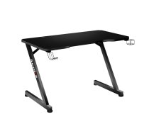 Taisns spēļu galds Huzaro Hero 2.5 — 1200×600 mm, HDF virsma 2,5 cm, alumīnija rāmis, melns, kabeļu izvadi, krūzītes turētājs