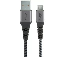 Goobay 49273 USB kabelis 0,5 m USB 2.0 Micro-USB B USB A Melns, Pelēks