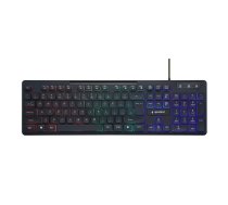 Vadu USB tastatūra GEMBIRD KB-UML-02 — pilna izmēra 104 taustiņi, US English izkārtojums, LED apgaismojums, 1.4 m kabelis, melna
