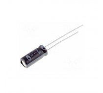 Kondensators: elektrolītisks; THT; 10uF; 63VDC; Ø5x11mm; Pitch: 2mm; ±20%