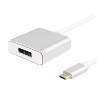 Helos adaptera kabelis, USB 3.1 Type-C vīrietis/DisplayPort 1.2 sieviete, PREMIUM, sudraba USB Type-C vīrietis/DisplayPort 1.2 sieviete , PREMIUM , TPE ārējais apvalks - ļoti elastīgs , alumīnija korp