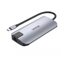 UNITEK uHUB P5+ USB 2.0 Type-C Melns, Pelēks