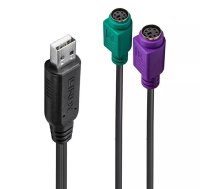 Lindy 42651 kabeļu spraudņu pāreja USB A 1.1 2 x Mini-DIN 6 Pin Melns