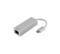 DELTACO PRIME USB-C tīkla adapteris, Gigabit, 1xRJ45, 1xUSB Type C Male, alumīnija, sudraba/ USBC-1077
