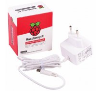 Barošanas bloks Raspberry Pi 4 Model B Official, USB-C, 5.1V, 3A, EU spraudnis, balts