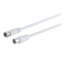 S/CONN maksimālās savienojamības antenas kabelis, 100% ekranēts, no F kontaktdakšas uz koaksiālo kontaktdakšu, RG 59, > 80 dB, balts, 5,0 m (80065-32)