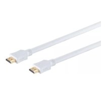 S/CONN maksimālās savienojamības HDMI savienojuma kabelis-HDMI A vīrietis-HDMI A vīrietis, ar zeltītiem kontaktiem, ULTRA HD, 3D, HEAC, balts ar baltu zema blīvuma neilona apvalku, 10,0 m (77478-WLDN)