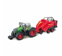 Rotaļu traktors Bburago Fendt 1050 Vario ar siena ruļļu pacēlāju — mēroga modelis spēlei un izstādīšanai