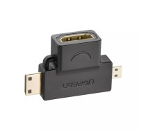 Ugreen 20144 kabeļu spraudņu pāreja HDMI Mini-HDMI + Micro-HDMI Melns, Zelts