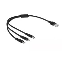 DeLOCK 87152 USB kabelis 0,3 m USB 2.0 USB A USB C/Micro-USB B/Lightning Melns
