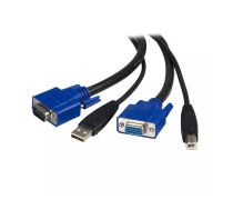 StarTech.com SVUSB2N1_6 tastatūras video peles (KVM) kabelis Melns 1,8 m